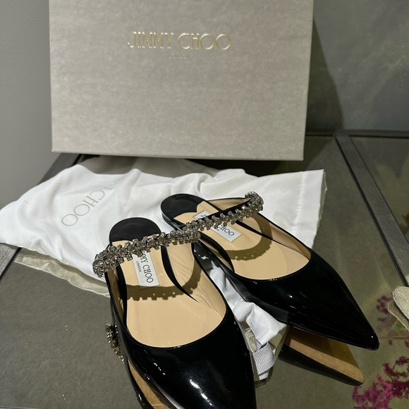 Elegant Jimmy Choo Black Flats NEW - Picture 11 of 11